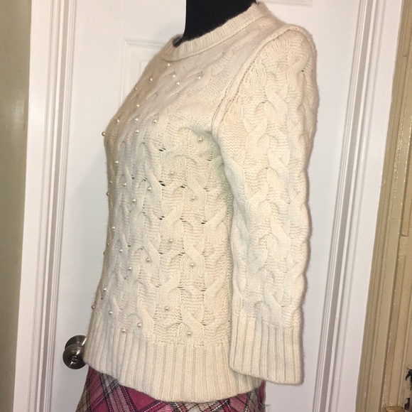 🍂🍁 Fall Ann Taylor Pearl Embellished Wool Sweater Sz S. - Picture 2 of 6